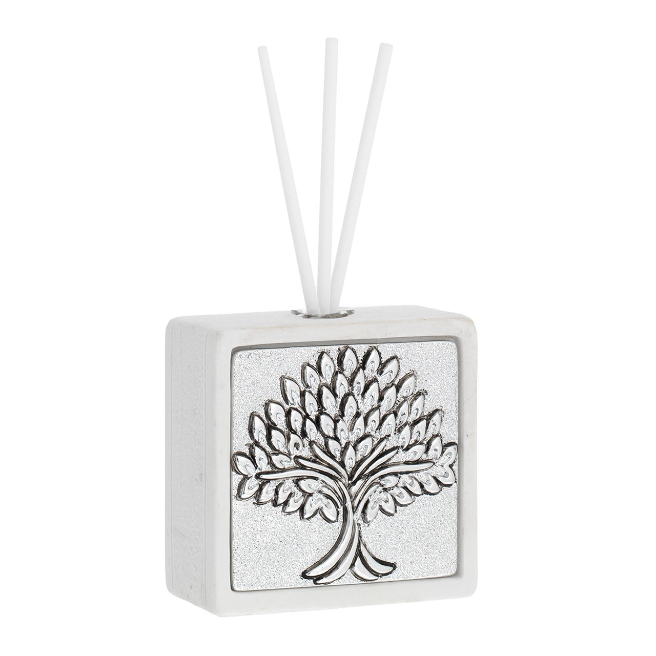 DIFFUSORE QUADRATO BIANCO 6*6 CON INSERTO ARGENTATO - ALBERO SPI